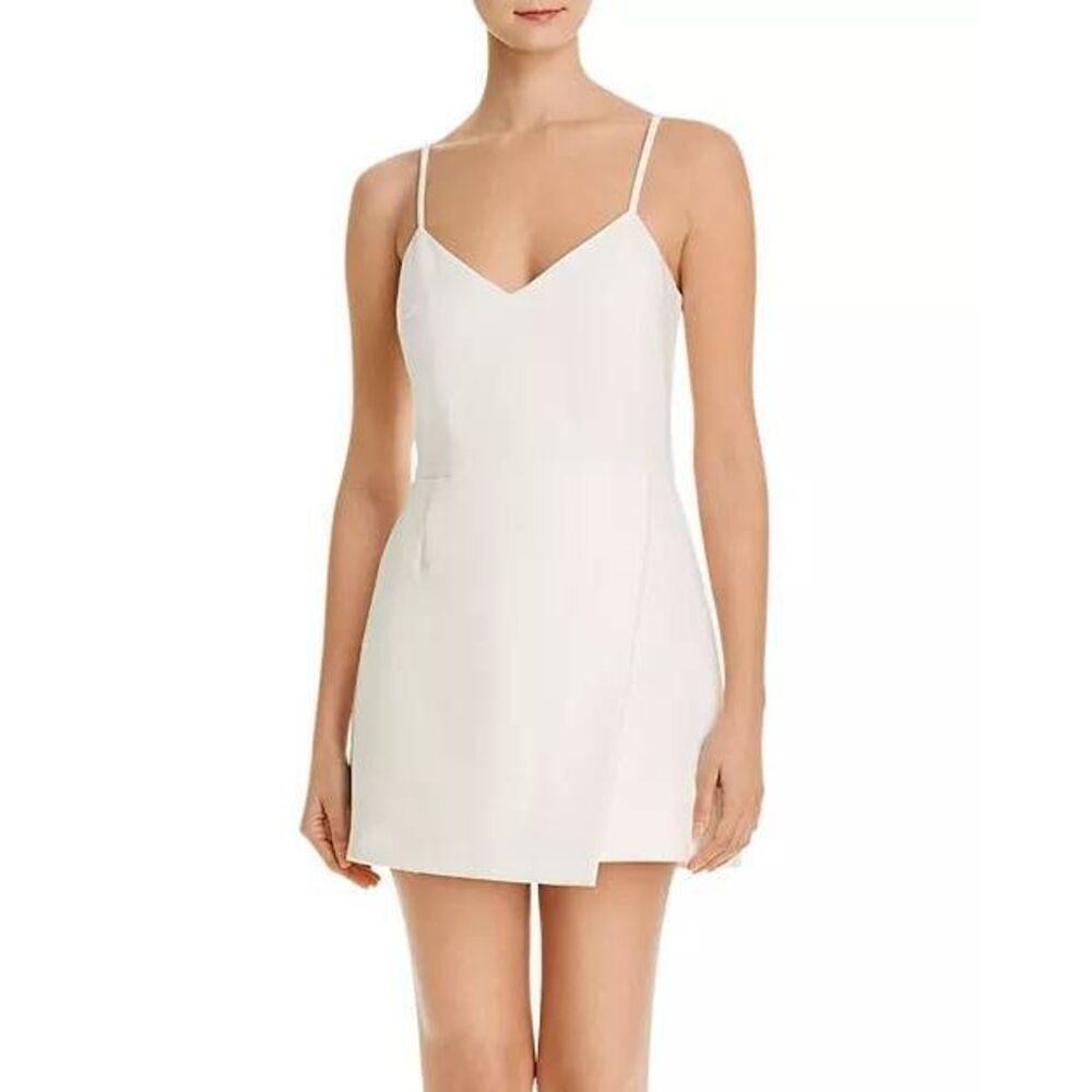 French Connection Stretch V-Neck Sleeveless Demi Mini Envelope Dress Summer Whit